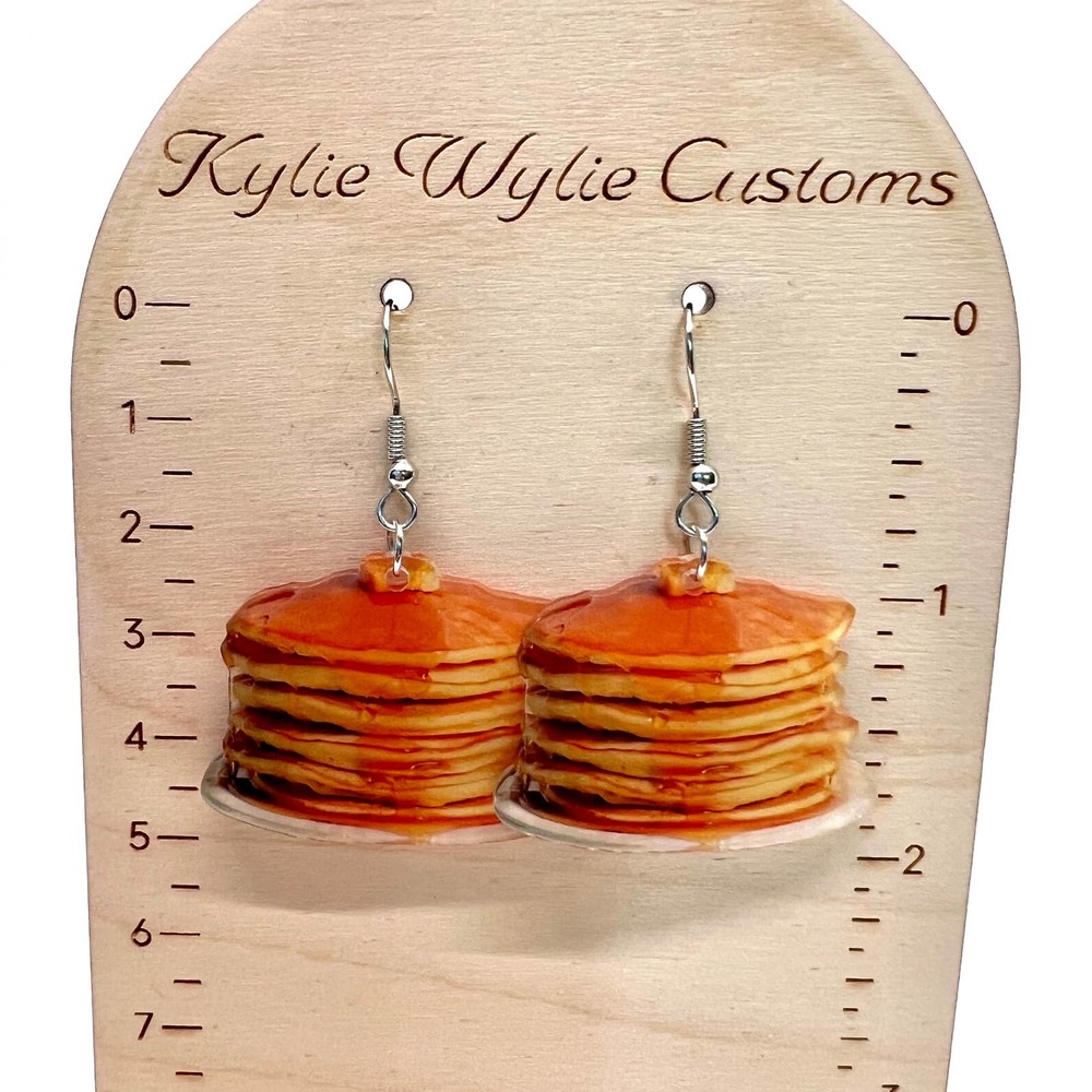 Pancake Stack Earrings - Breakfast Earrings - Waffle Earring - Stack of Pancakes - Picture 8 of 8